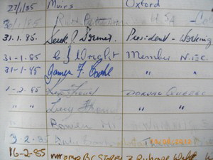 The Visitors Book in St.  Marys Church with CIU Officials signatures
